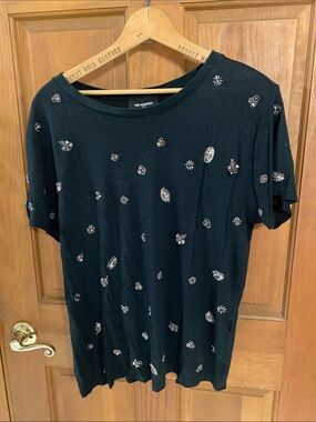The Kooples Dark Green Short-Sleeve Tee with Metallic Motif